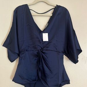 NWT. Pleione twist front satin blouse